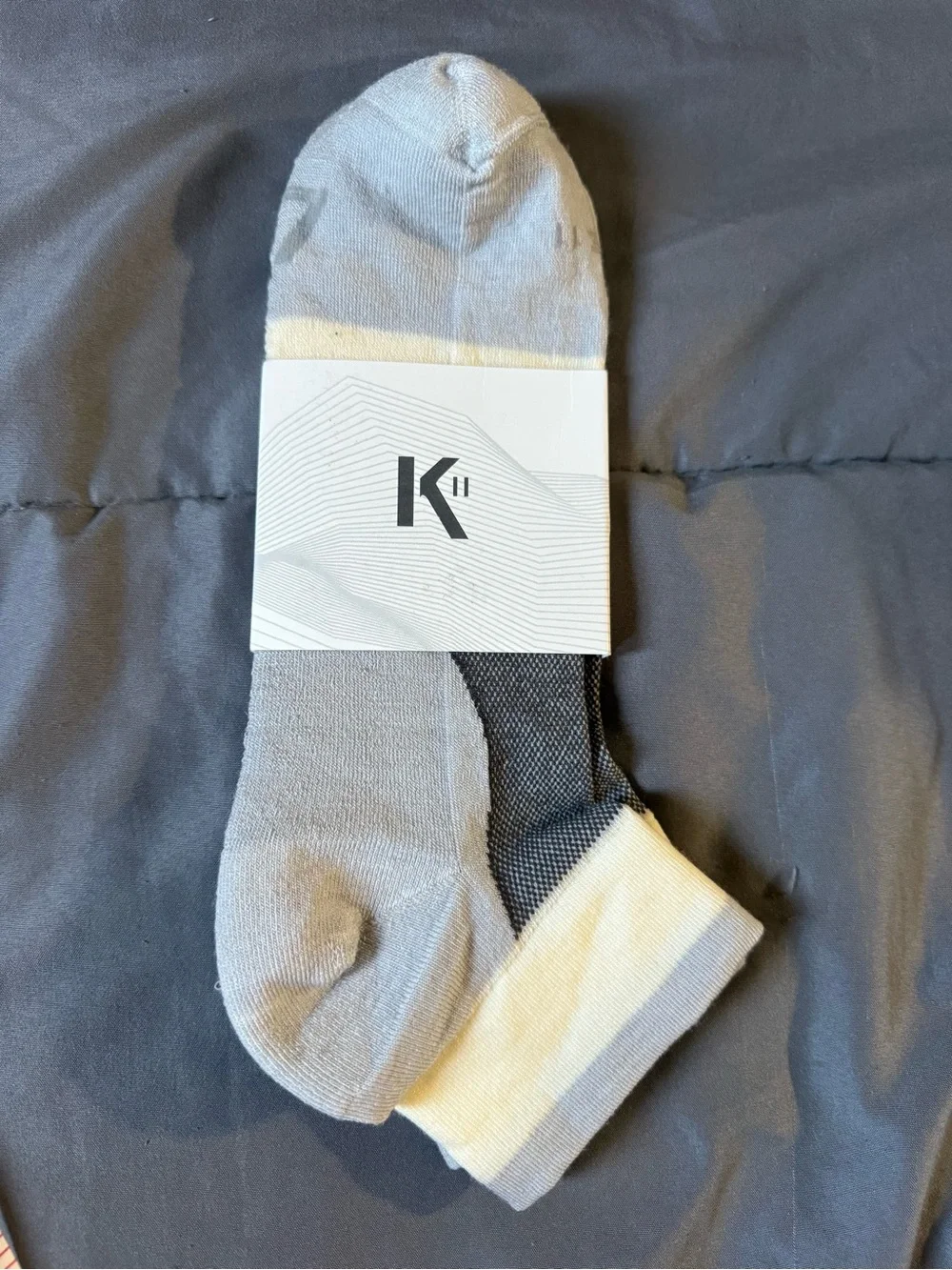 Men's No-Show Socks - Gray & Cream